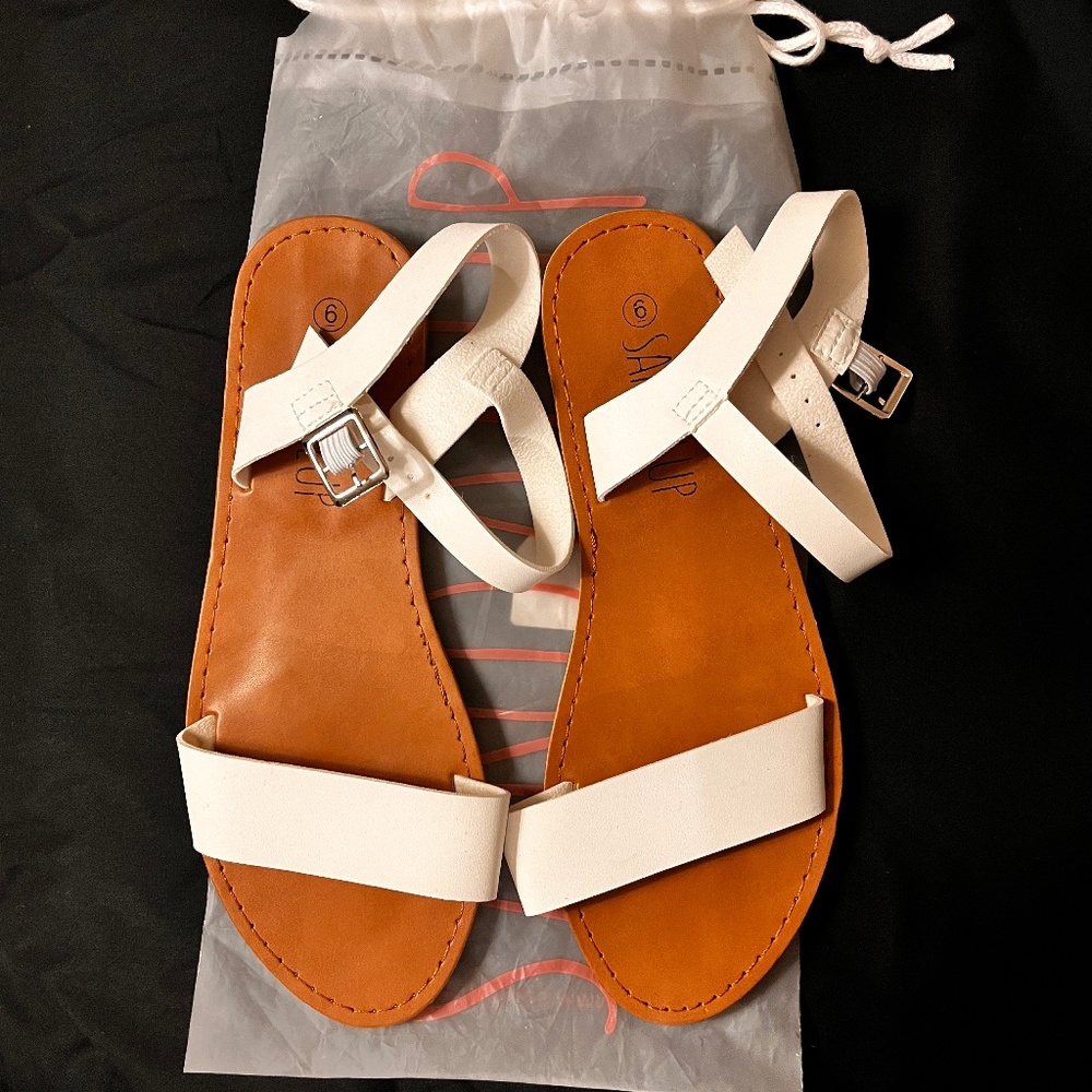 SANDALUP White Sandals Size 6 Good Condition